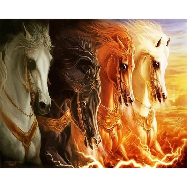 paint by numbers | Four Horses | advanced animals horses new arrivals | FiguredArt