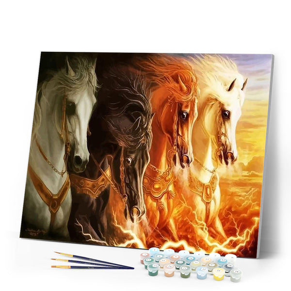 paint by numbers | Four Horses | advanced animals horses new arrivals | FiguredArt