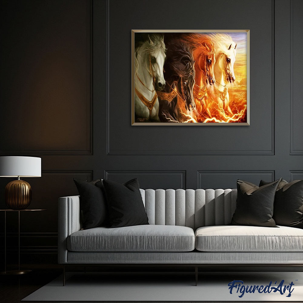 paint by numbers | Four Horses | advanced animals horses new arrivals | FiguredArt