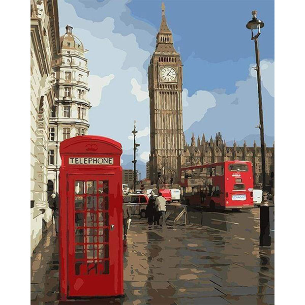 paint by numbers | Red telephone box in London | cities easy | FiguredArt