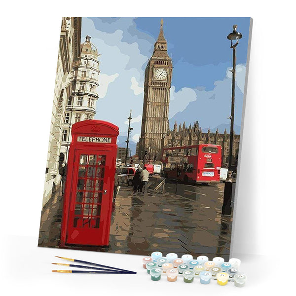 paint by numbers | Red telephone box in London | cities easy | FiguredArt