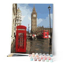 Load image into Gallery viewer, paint by numbers | Red telephone box in London | cities easy | FiguredArt