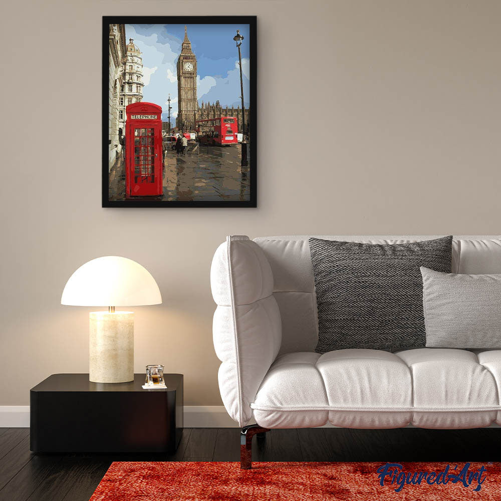 paint by numbers | Red telephone box in London | cities easy | FiguredArt