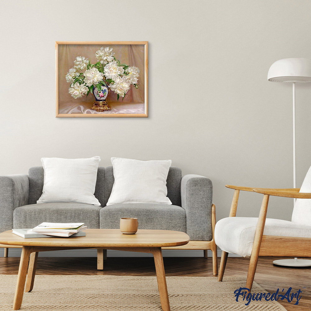 paint by numbers | White flowers in precious vase | advanced flowers | FiguredArt