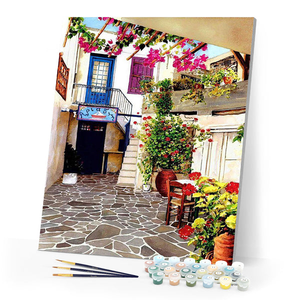 paint by numbers | Patio in Paris | advanced cities landscapes | FiguredArt