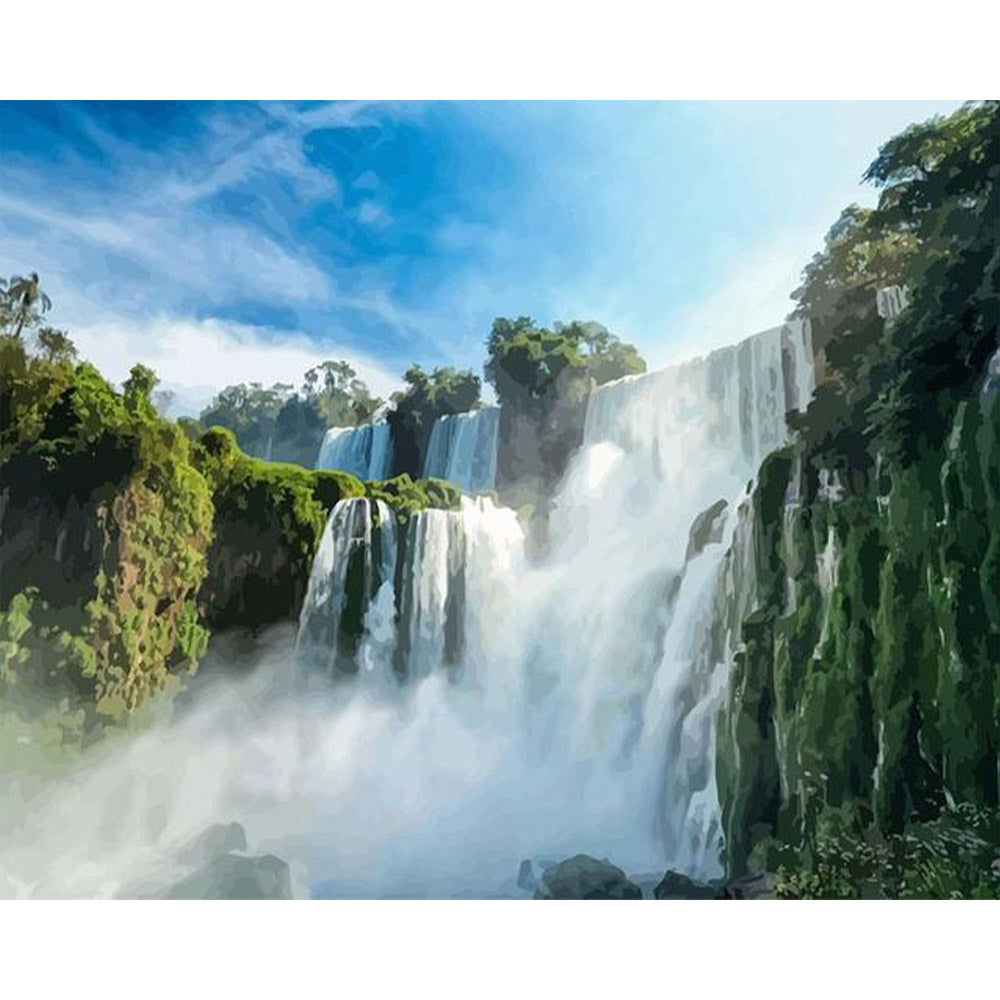paint by numbers | Big Waterfall in the Forest | advanced landscapes new arrivals | FiguredArt