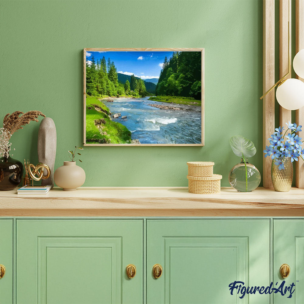 paint by numbers | Small river in the Forest | advanced landscapes new arrivals | FiguredArt