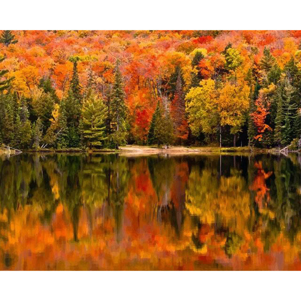 paint by numbers | Lake Reflection in Autumn | advanced landscapes new arrivals | FiguredArt