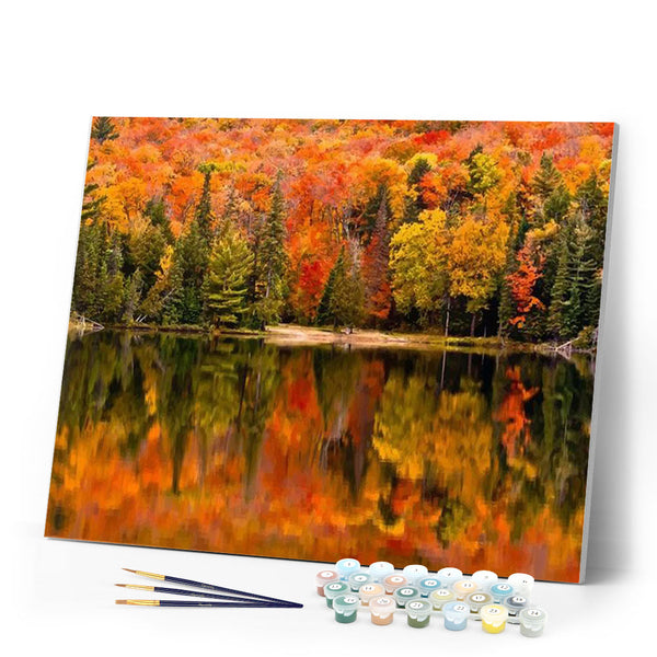 paint by numbers | Lake Reflection in Autumn | advanced landscapes new arrivals | FiguredArt
