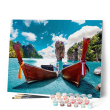Load image into Gallery viewer, paint by numbers | Small boats in Asia | advanced landscapes new arrivals | FiguredArt