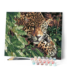 Load image into Gallery viewer, paint by numbers | Leopard on the lookout | animals intermediate leopards trees | FiguredArt