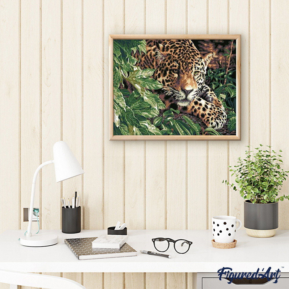 paint by numbers | Leopard on the lookout | animals intermediate leopards trees | FiguredArt