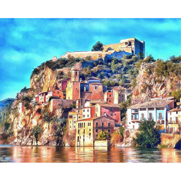 paint by numbers | Seaside Village | advanced cities landscapes | FiguredArt