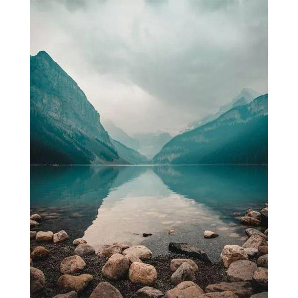 paint by numbers | Mysterious Lake in the Mountains | advanced landscapes new arrivals | FiguredArt