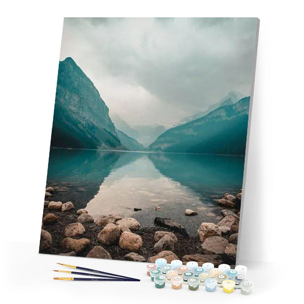 paint by numbers | Mysterious Lake in the Mountains | advanced landscapes new arrivals | FiguredArt