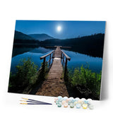 paint by numbers | Moon and Wooden Pontoon | advanced landscapes new arrivals | FiguredArt