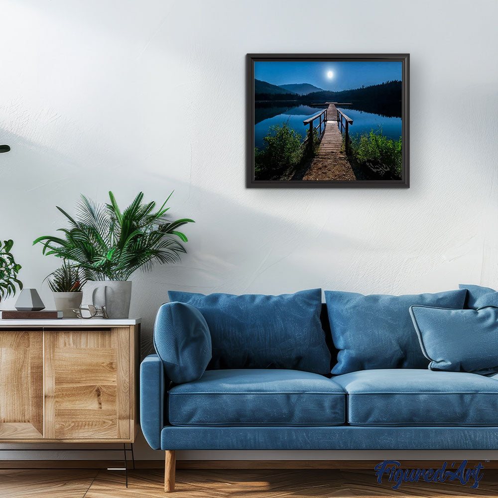 paint by numbers | Moon and Wooden Pontoon | advanced landscapes new arrivals | FiguredArt