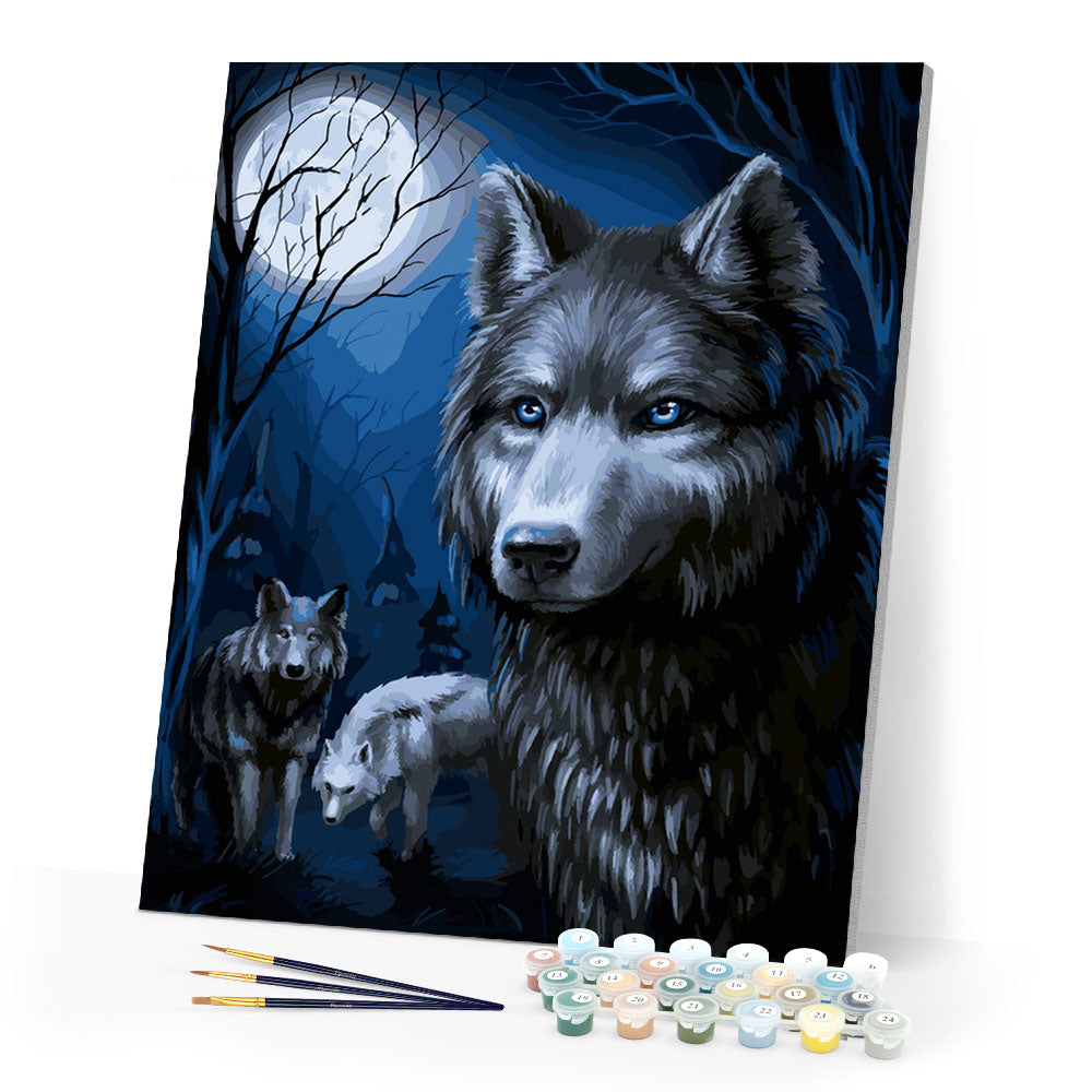 paint by numbers | Wolves and Full Moon | animals intermediate new arrivals wolves | FiguredArt