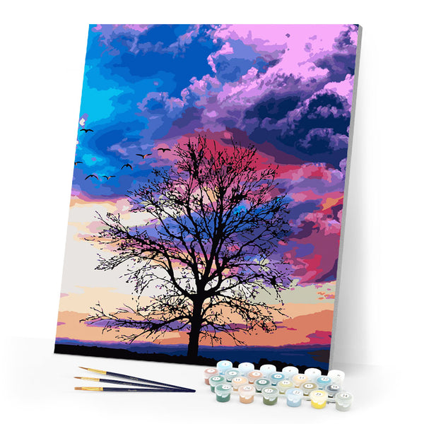 paint by numbers | Tree and Beautiful colors | intermediate landscapes new arrivals trees | FiguredArt