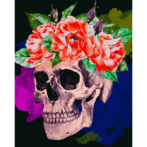 paint by numbers | Romantic Skull | flowers intermediate new arrivals | FiguredArt