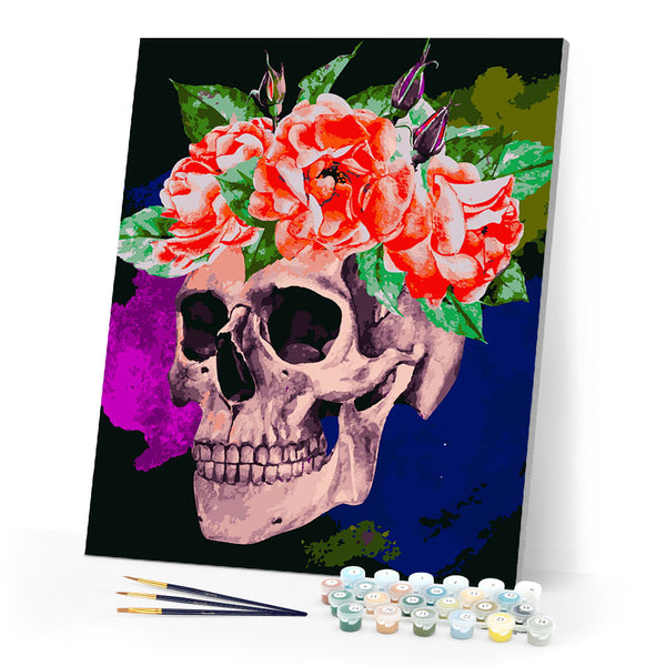 paint by numbers | Romantic Skull | flowers intermediate new arrivals | FiguredArt