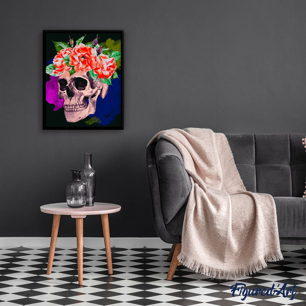 paint by numbers | Romantic Skull | flowers intermediate new arrivals | FiguredArt