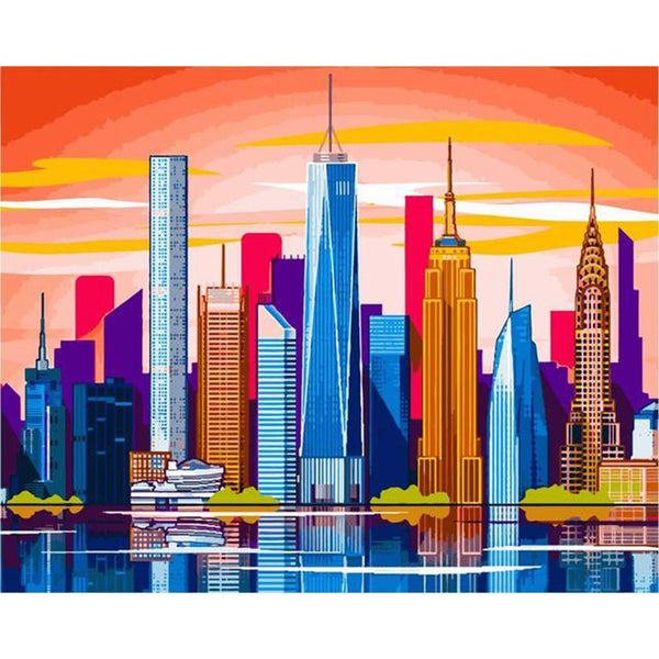 paint by numbers | Panoramic View Big City | cities easy | FiguredArt