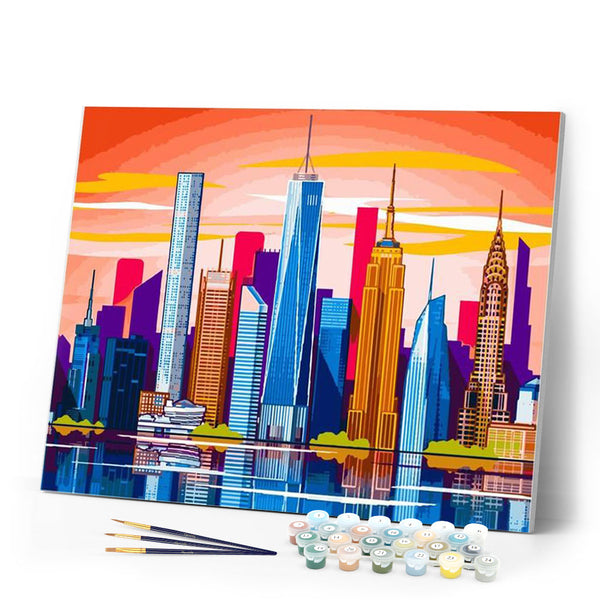 paint by numbers | Panoramic View Big City | cities easy | FiguredArt