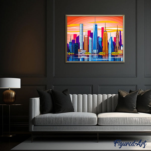 paint by numbers | Panoramic View Big City | cities easy | FiguredArt