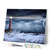 paint by numbers | Sea Lighthouse and Waves | advanced landscapes new arrivals | FiguredArt