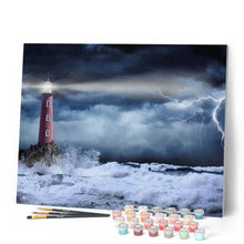 Load image into Gallery viewer, paint by numbers | Sea Lighthouse and Waves | advanced landscapes new arrivals | FiguredArt