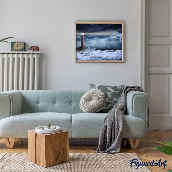 paint by numbers | Sea Lighthouse and Waves | advanced landscapes new arrivals | FiguredArt