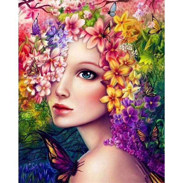 paint by numbers | Woman with Flowers | advanced flowers new arrivals portrait | FiguredArt
