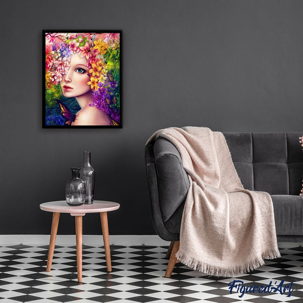 paint by numbers | Woman with Flowers | advanced flowers new arrivals portrait | FiguredArt
