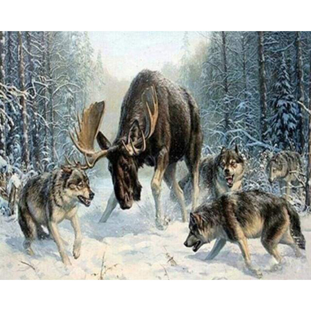 paint by numbers | Elan surrounded by a pack of wolves | advanced animals wolves | FiguredArt