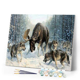 paint by numbers | Elan surrounded by a pack of wolves | advanced animals wolves | FiguredArt