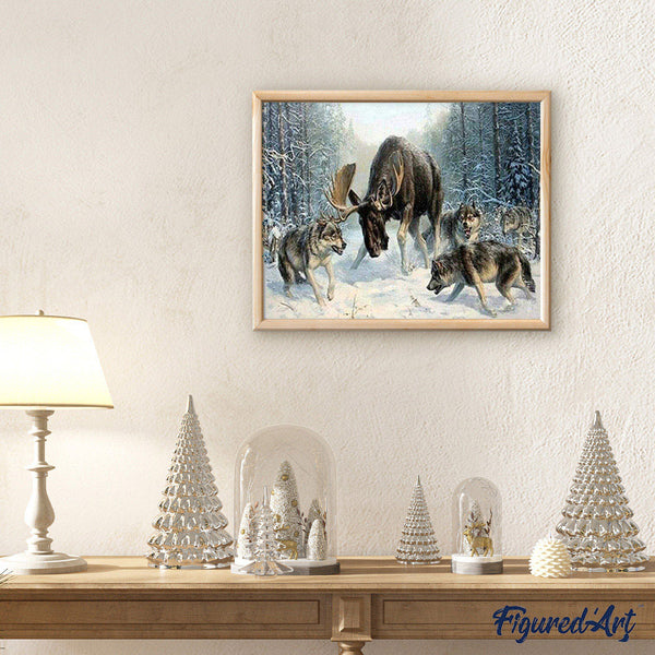 paint by numbers | Elan surrounded by a pack of wolves | advanced animals wolves | FiguredArt