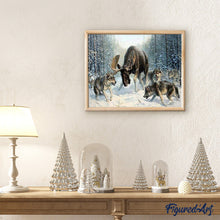 Load image into Gallery viewer, paint by numbers | Elan surrounded by a pack of wolves | advanced animals wolves | FiguredArt