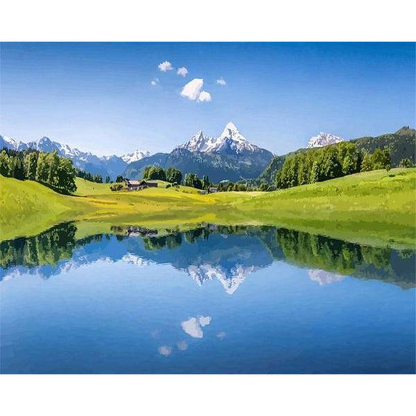 paint by numbers | Mountain Reflection on the Lake during Summer | intermediate landscapes new arrivals | FiguredArt
