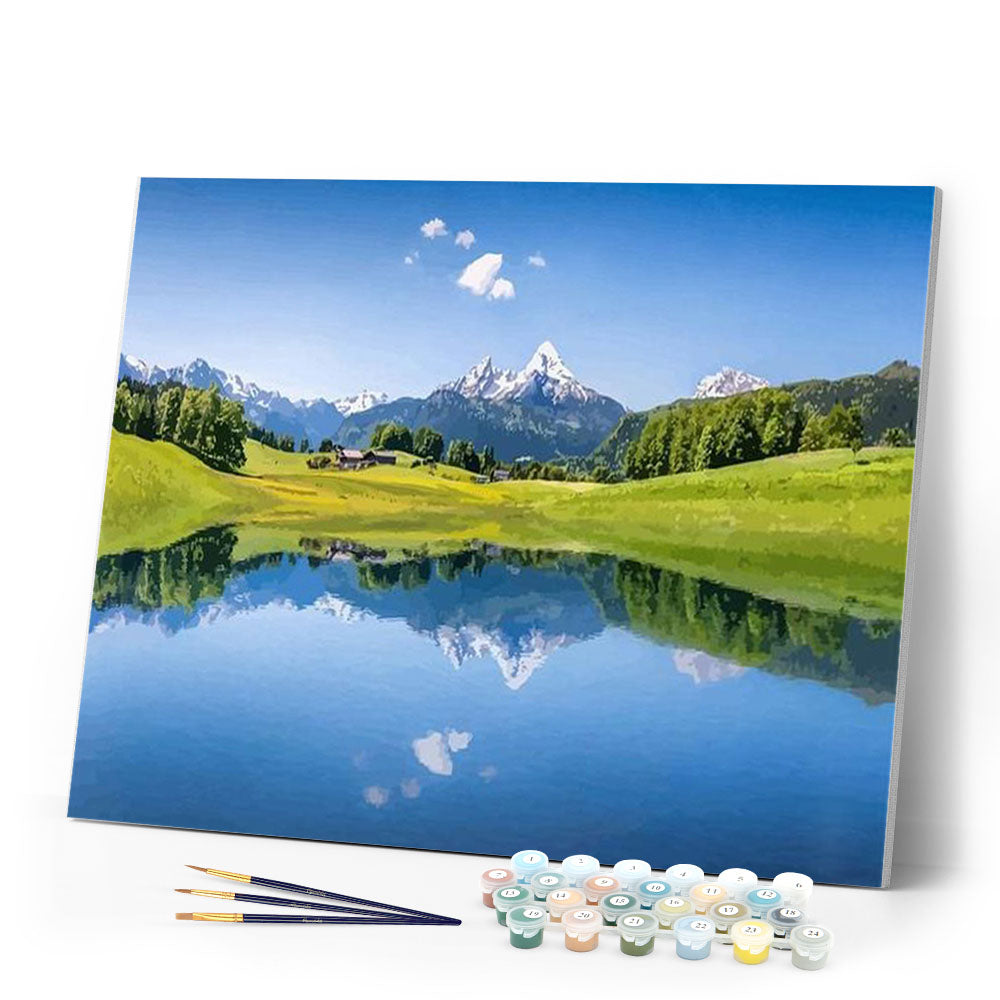 paint by numbers | Mountain Reflection on the Lake during Summer | intermediate landscapes new arrivals | FiguredArt