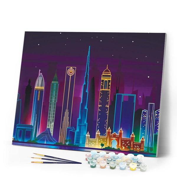 paint by numbers | Asian City by Night | cities easy | FiguredArt