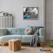 Load image into Gallery viewer, paint by numbers | Blue Fiat and Coliseum | cities intermediate | FiguredArt