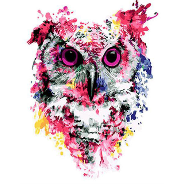 paint by numbers | Modern Pink Owl | animals intermediate new arrivals owls | FiguredArt