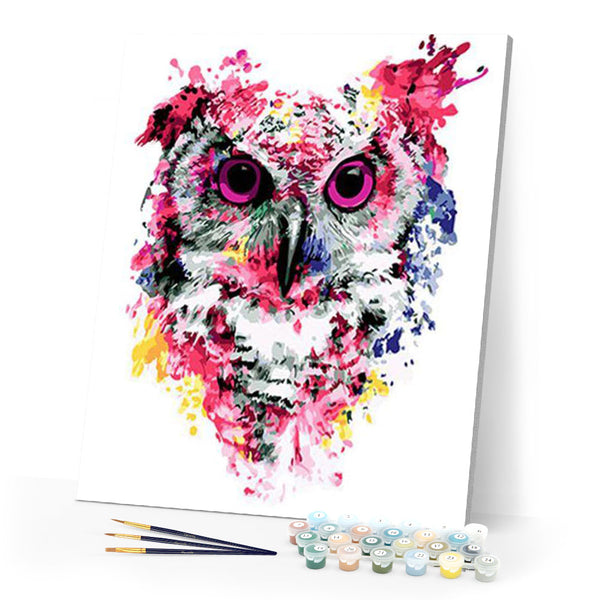 paint by numbers | Modern Pink Owl | animals intermediate new arrivals owls | FiguredArt