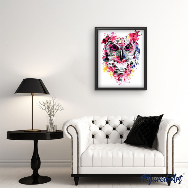 paint by numbers | Modern Pink Owl | animals intermediate new arrivals owls | FiguredArt