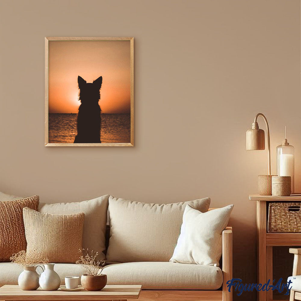 paint by numbers | Dog and Sunset | animals dogs intermediate new arrivals | FiguredArt