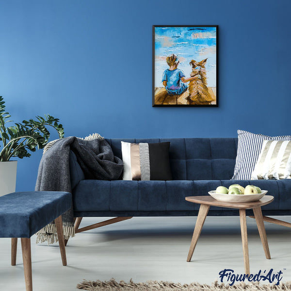 paint by numbers | Young Kid and his Dog | animals dogs intermediate new arrivals | FiguredArt
