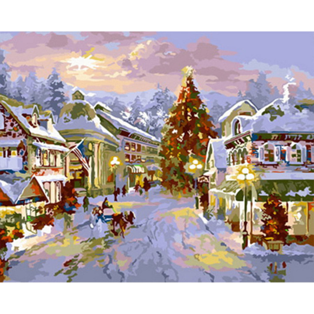 paint by numbers | Village under the Snow | cities intermediate landscapes | FiguredArt