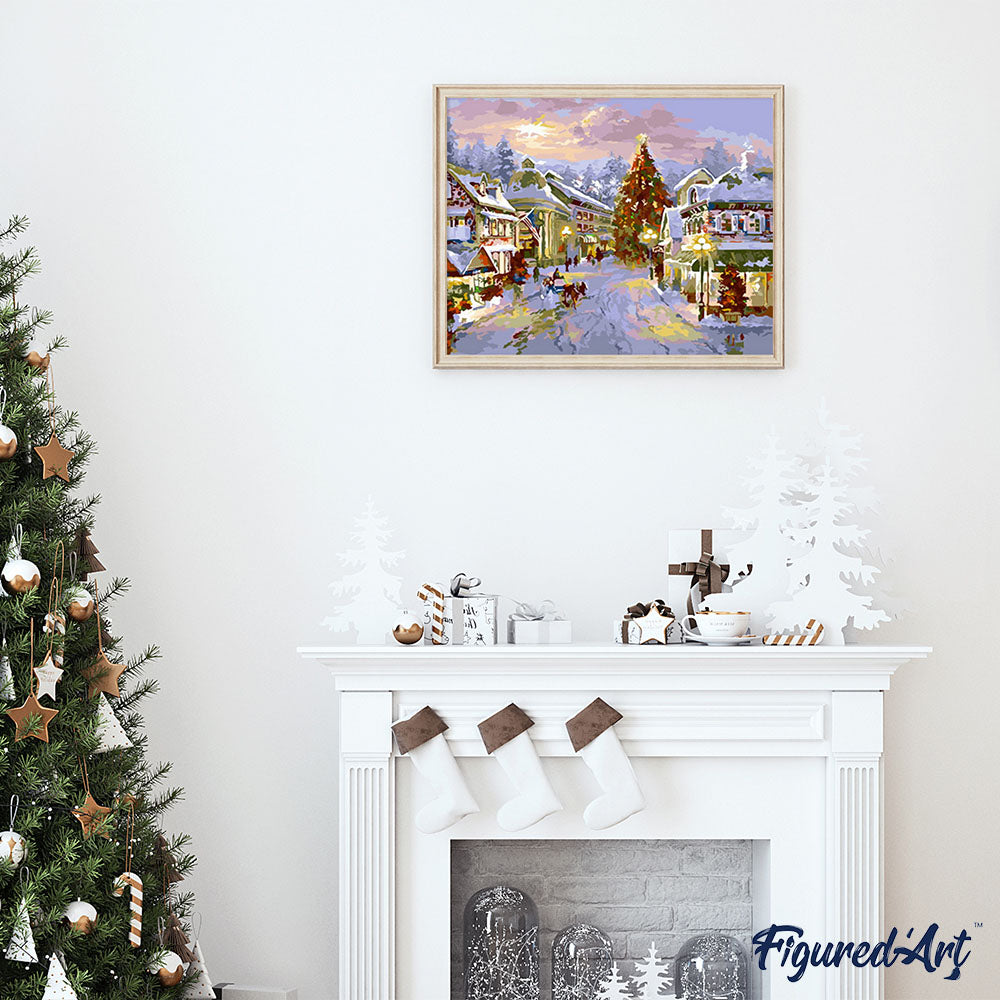 paint by numbers | Village under the Snow | cities intermediate landscapes | FiguredArt