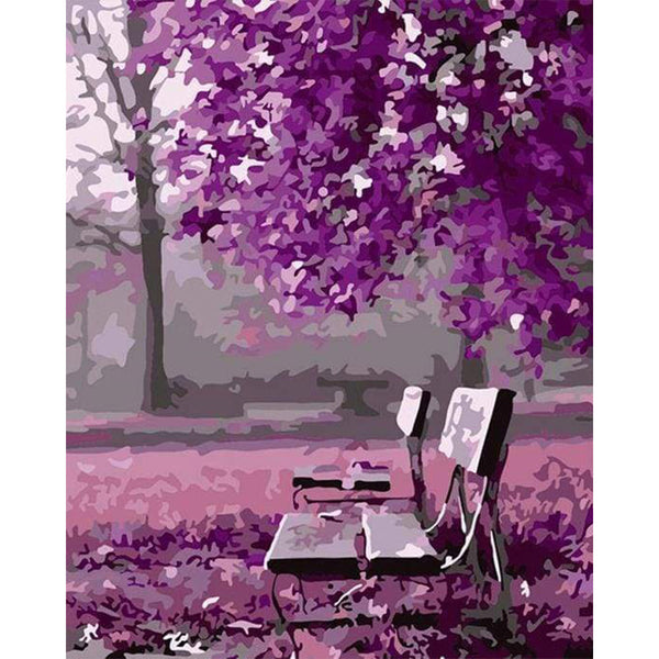 paint by numbers | Park Bench | flowers intermediate landscapes | FiguredArt